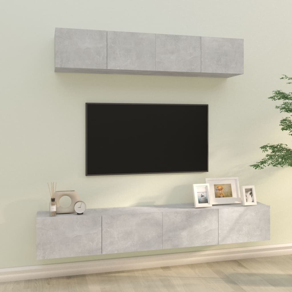 Ensemble meuble TV 4 pièces en bois couleur chêne