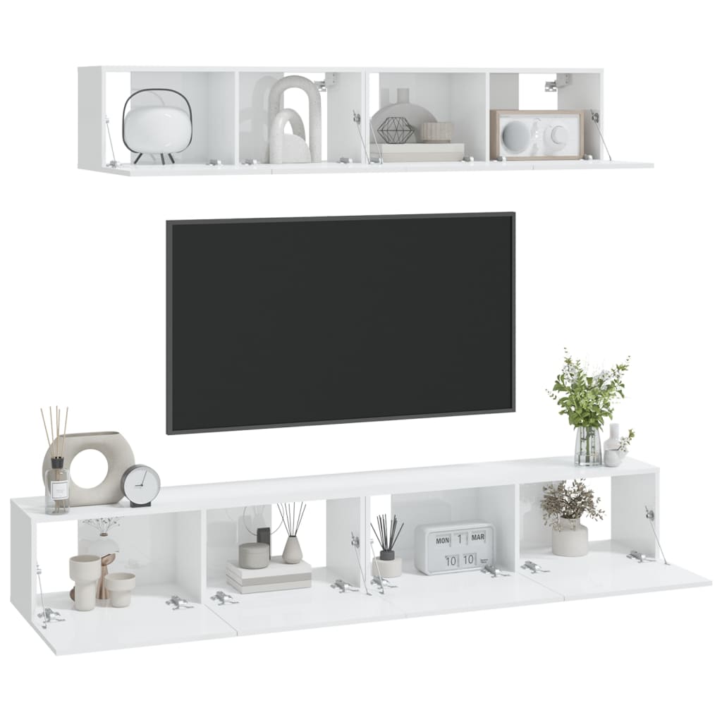 Ensemble meuble TV 4 pièces en bois couleur chêne