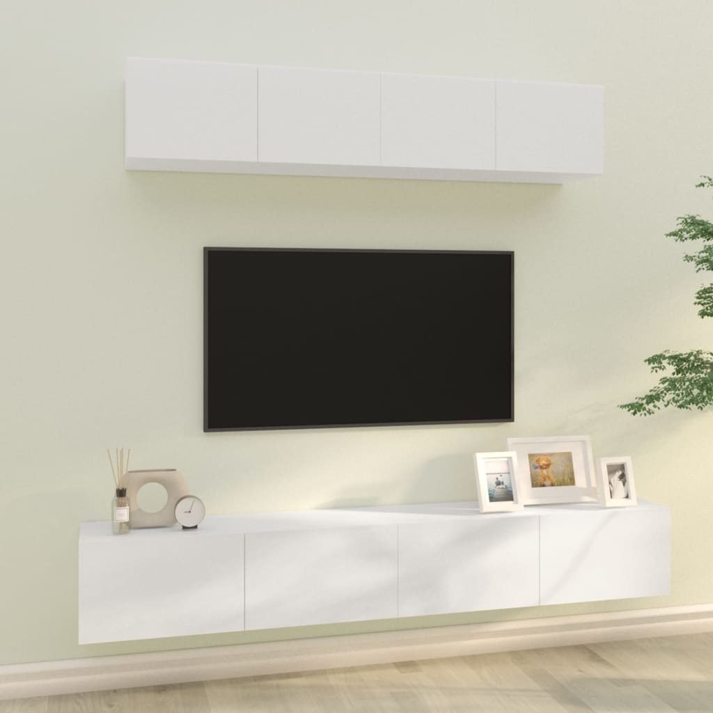 Ensemble meuble TV 4 pièces en bois couleur chêne