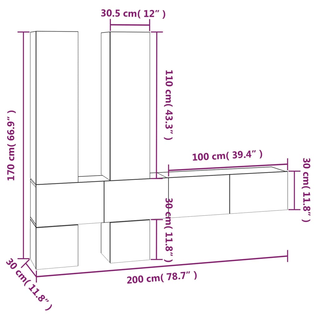 Tv-wandmeubel bewerkt hout