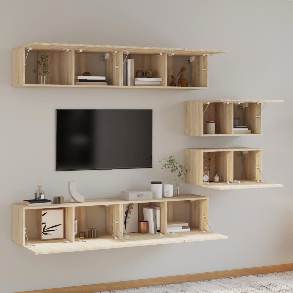 Ensemble de meubles TV 6 pièces en bois