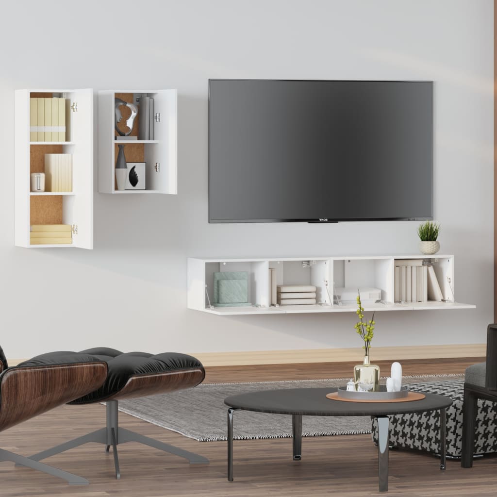 Ensemble meuble TV 4 pièces en bois couleur chêne