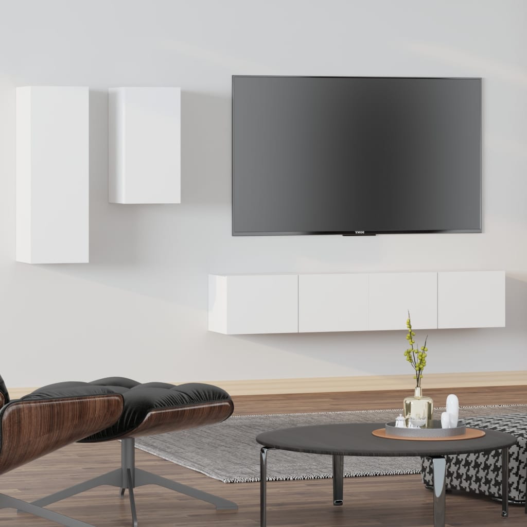 Ensemble meuble TV 4 pièces en bois couleur chêne