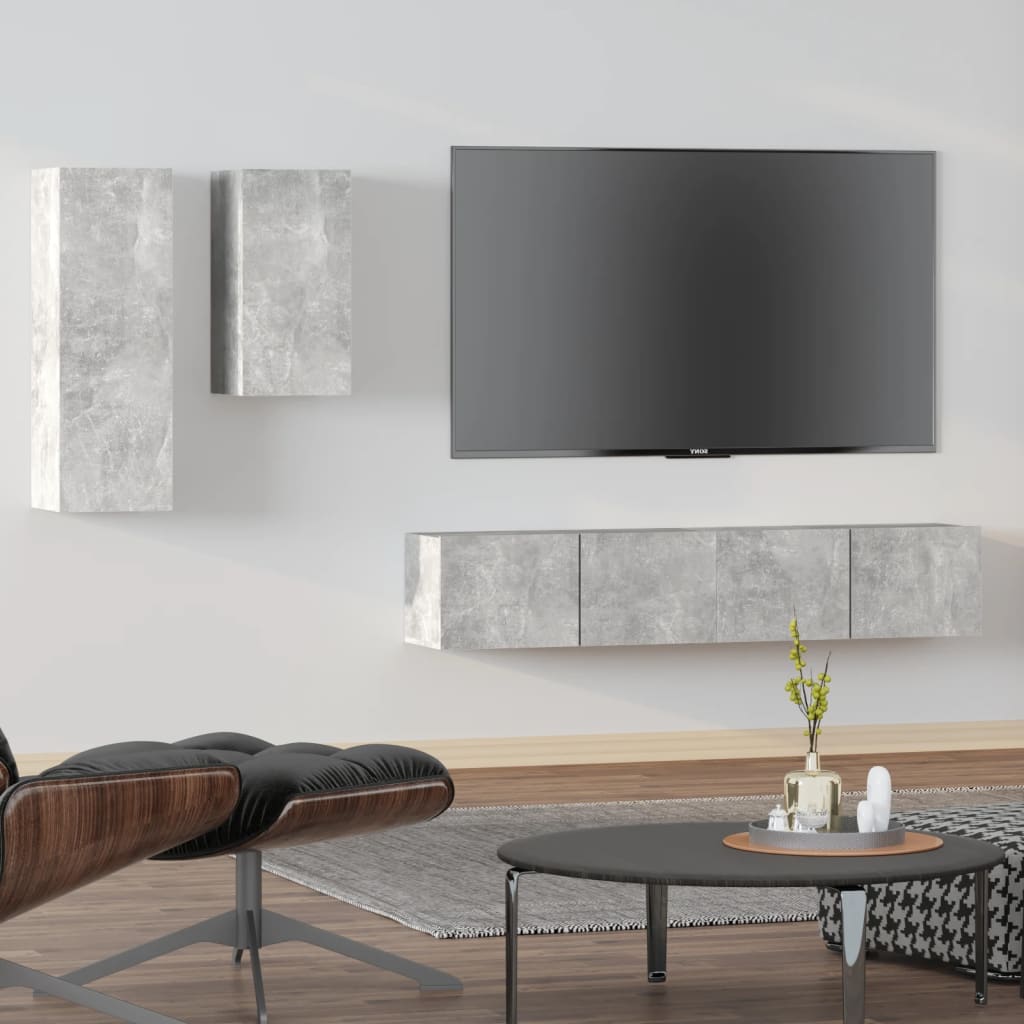 Ensemble meuble TV 4 pièces en bois couleur chêne