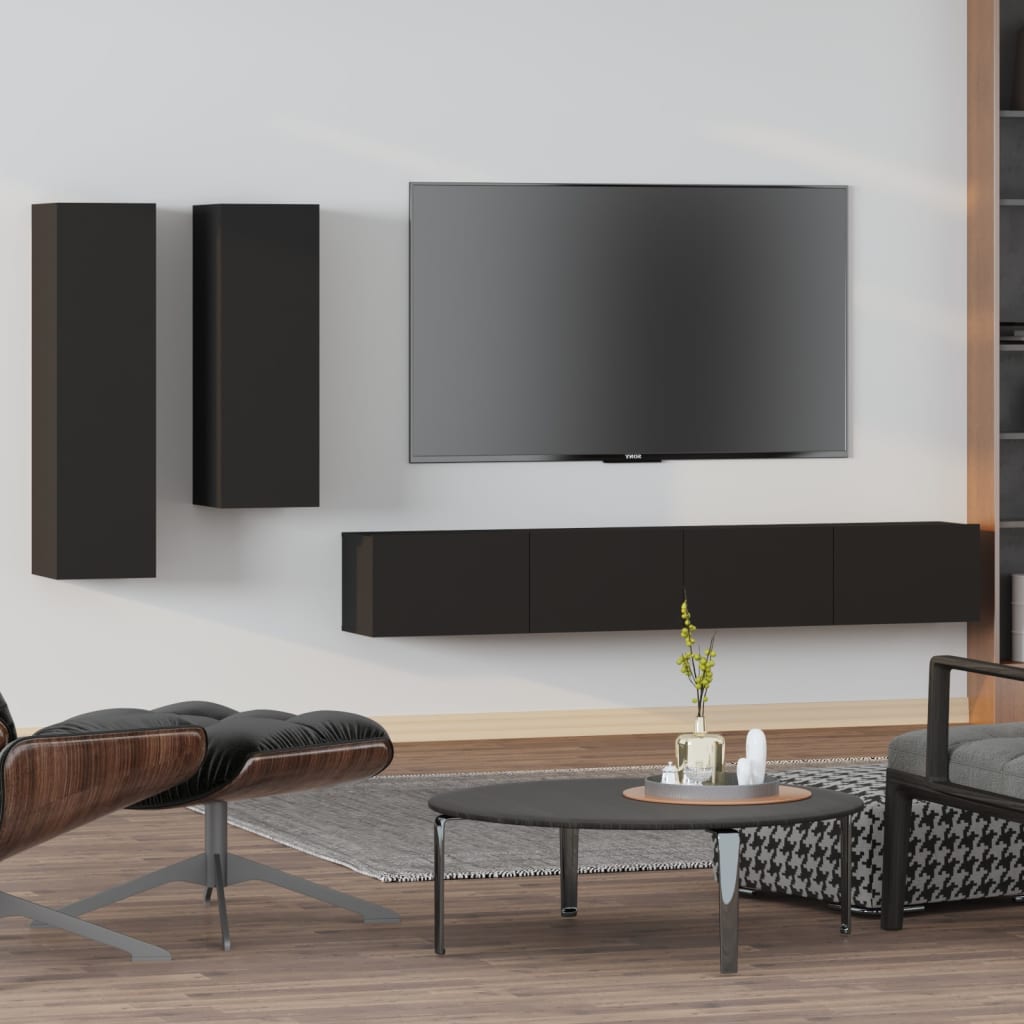 Ensemble meuble TV 4 pièces en bois couleur chêne