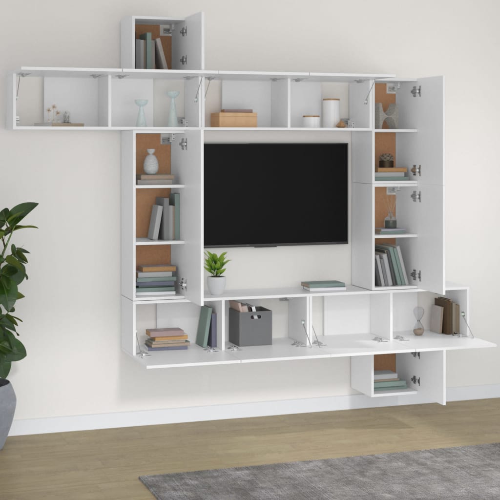 Ensemble meuble TV 9 pièces en bois coloris chêne