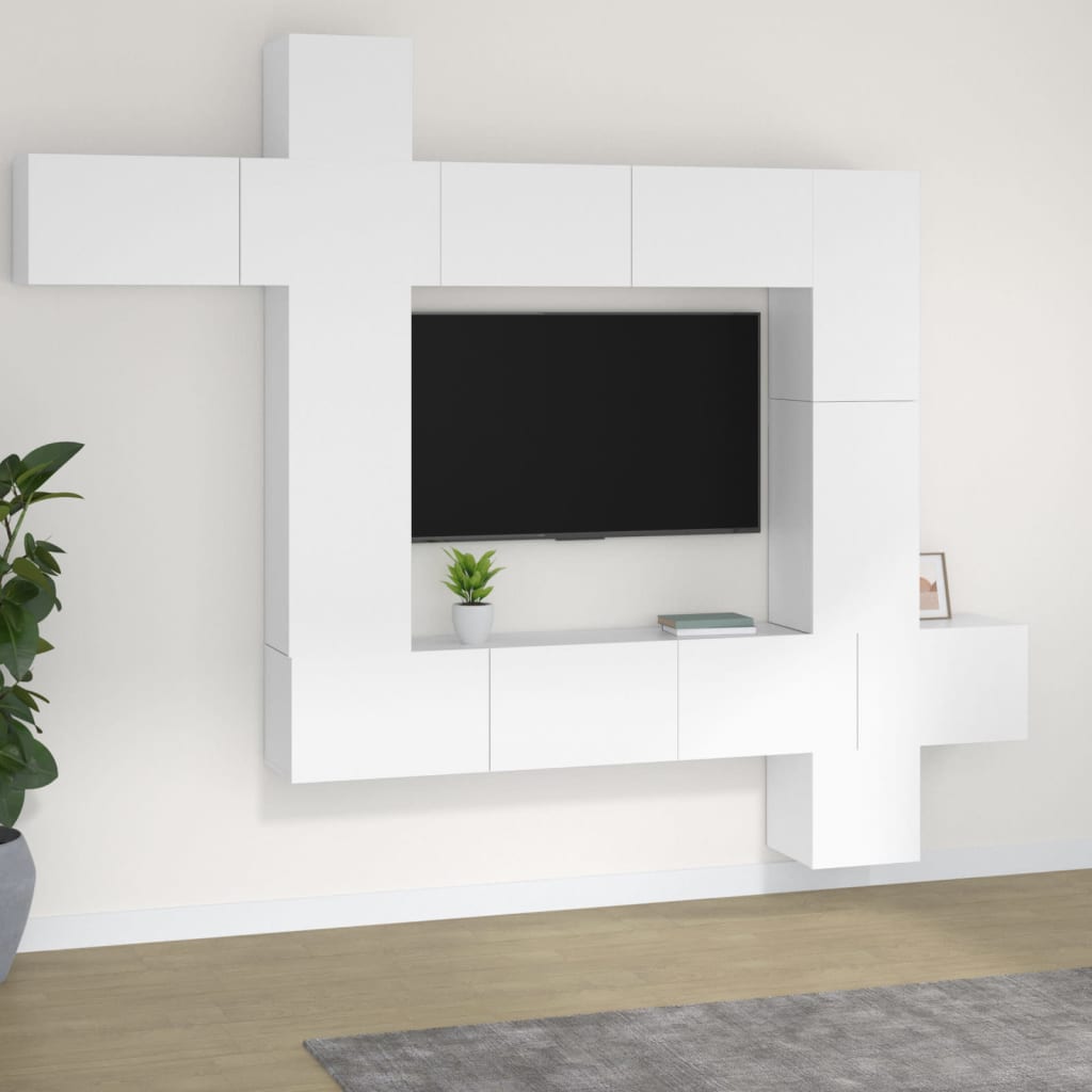 Ensemble meuble TV 9 pièces en bois coloris chêne