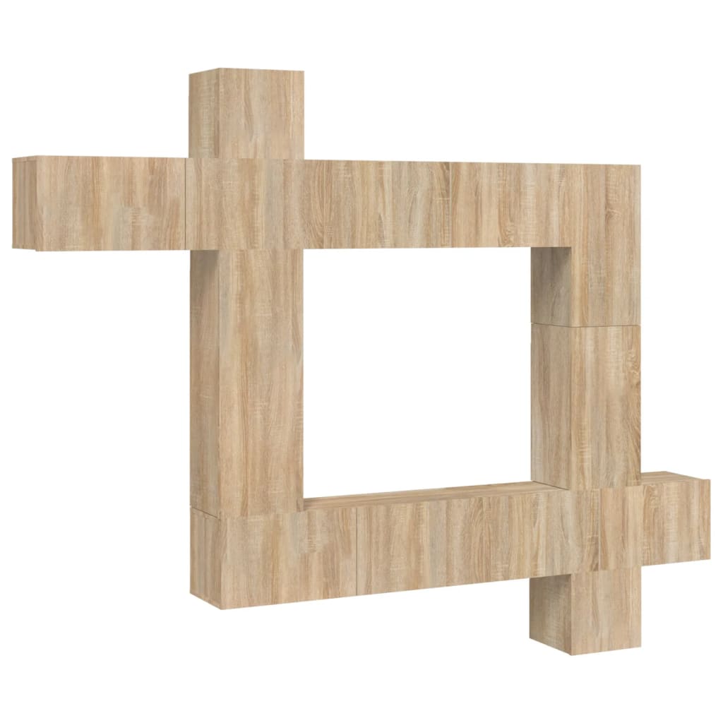 Ensemble meuble TV 9 pièces en bois coloris chêne