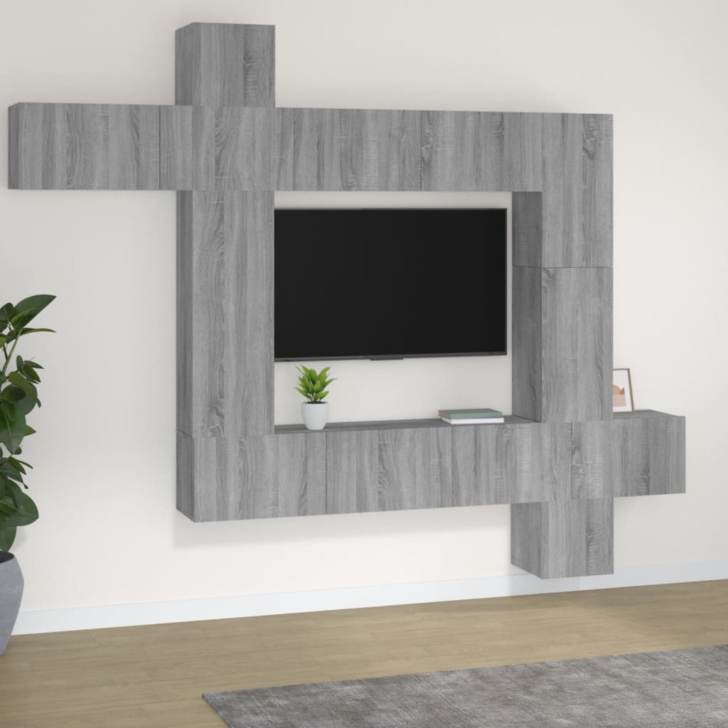 Ensemble meuble TV 9 pièces en bois coloris chêne