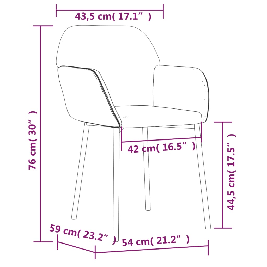 Chaises de salle à manger 2 pcs velours