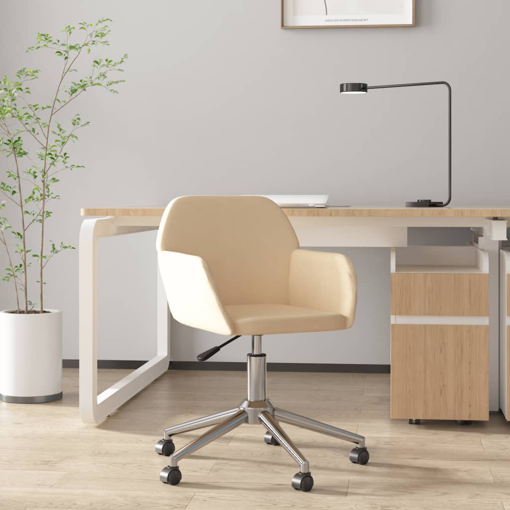 Chaise de bureau pivotante en tissu couleur crème