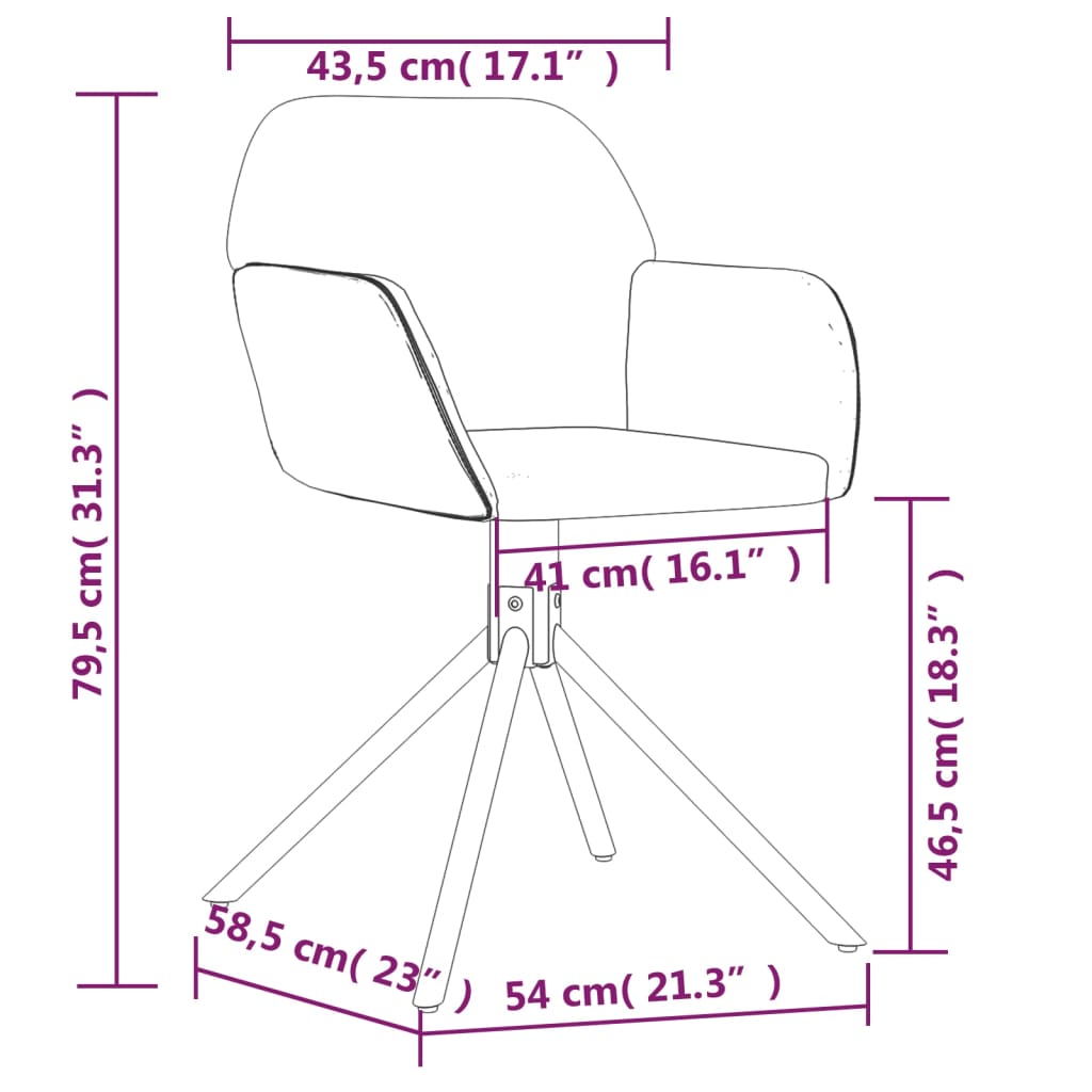 Chaises de salle à manger pivotantes 2 pcs velours