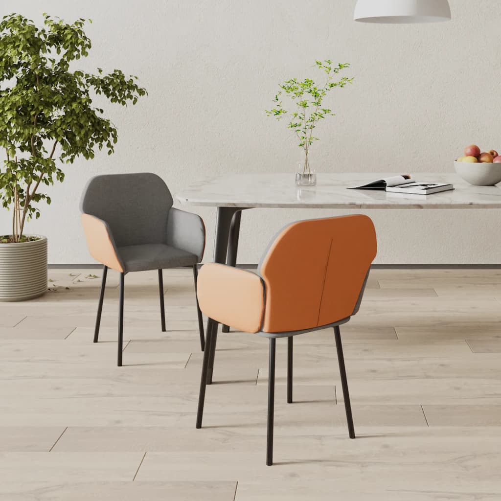 Eetkamerstoelen 2 st stof en kunstleer