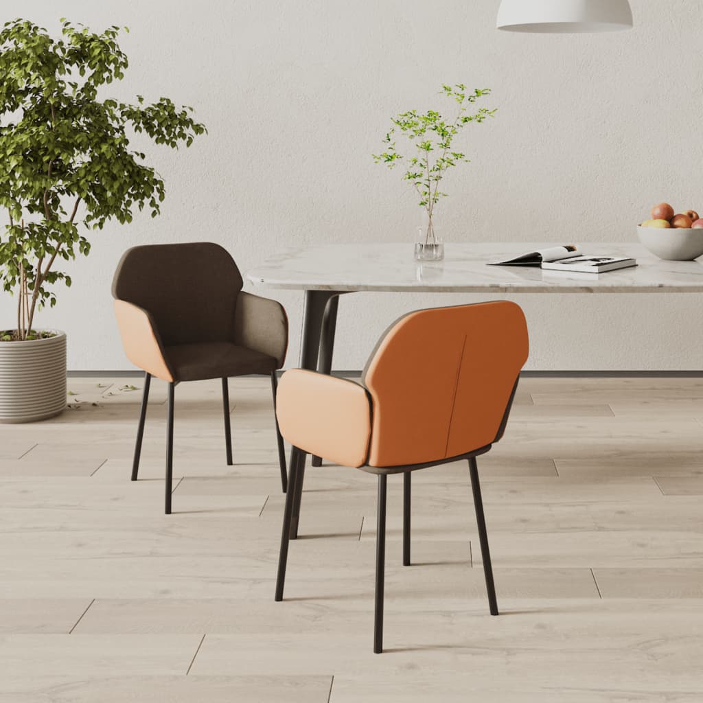 Chaises de salle à manger 2 pcs en tissu et cuir artificiel couleur crème