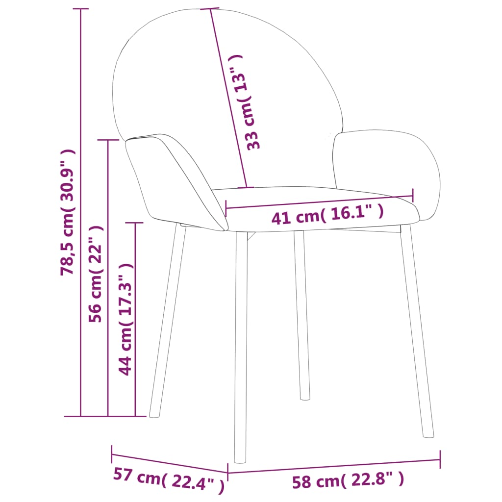 Chaises de salle à manger 2 pcs simili cuir