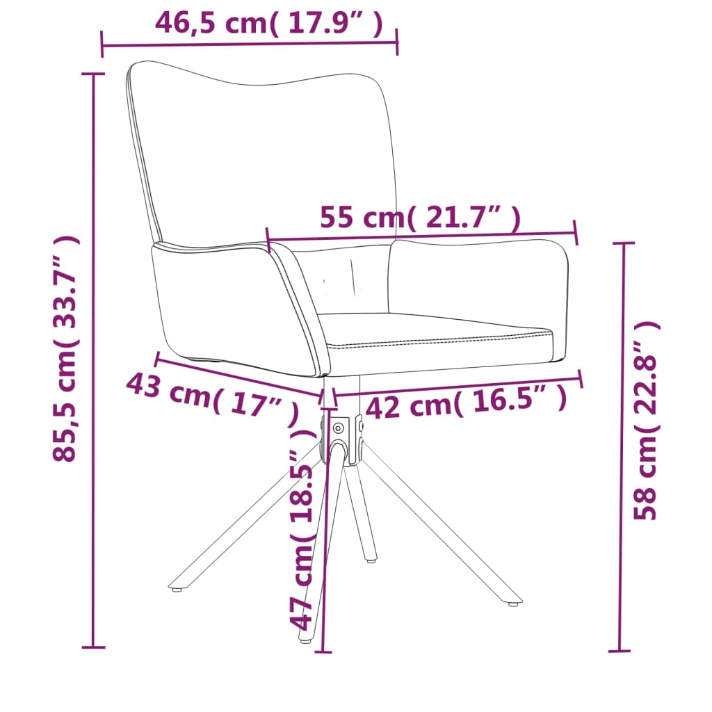 Chaises de salle à manger pivotantes 2 pcs velours