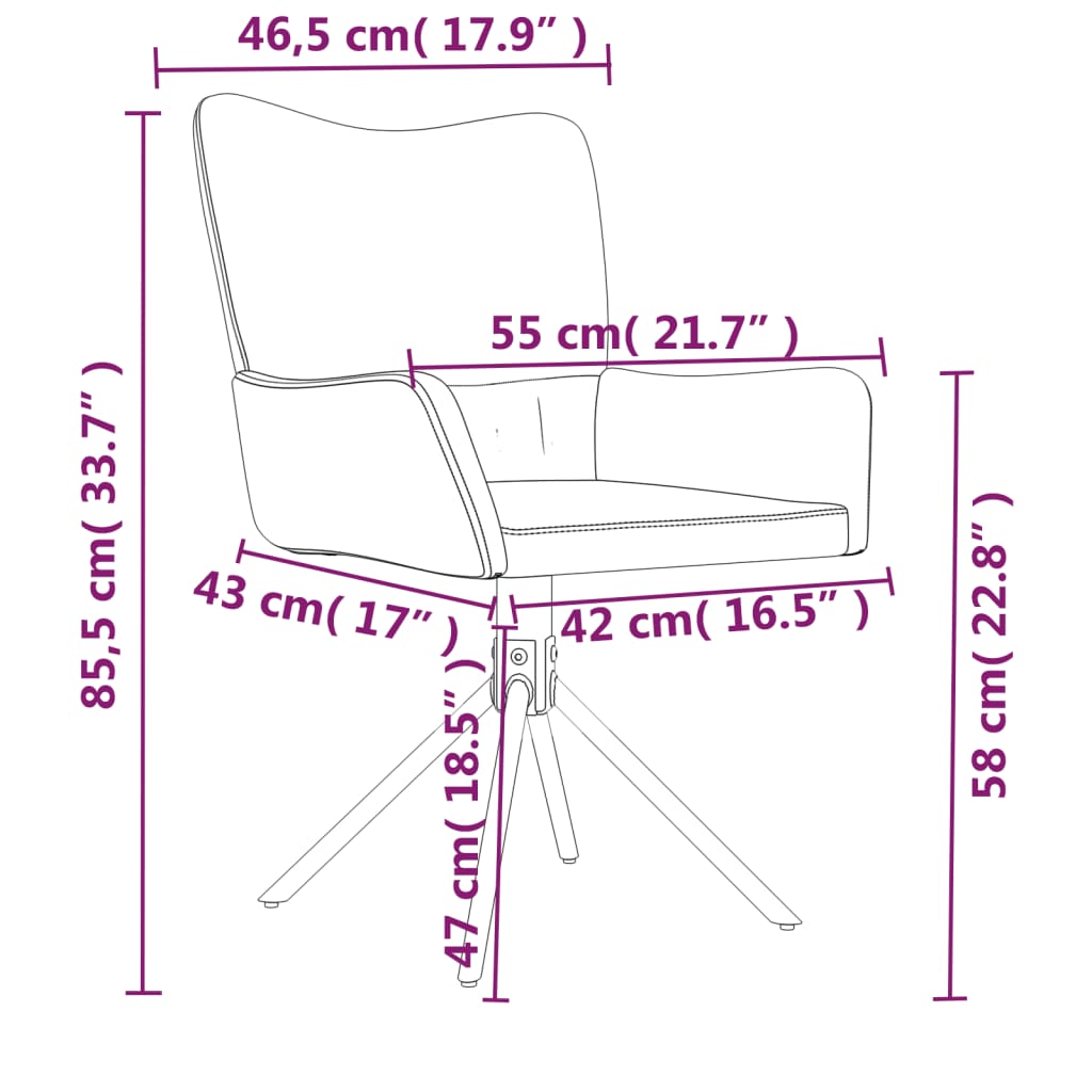 Eetkamerstoelen draaibaar 2 st fluweel