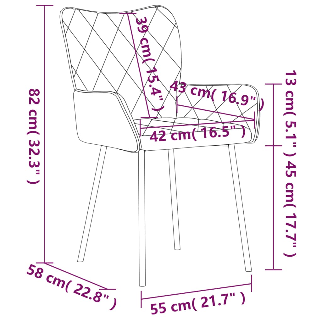 Chaises de salle à manger 2 pcs en tissu couleur crème