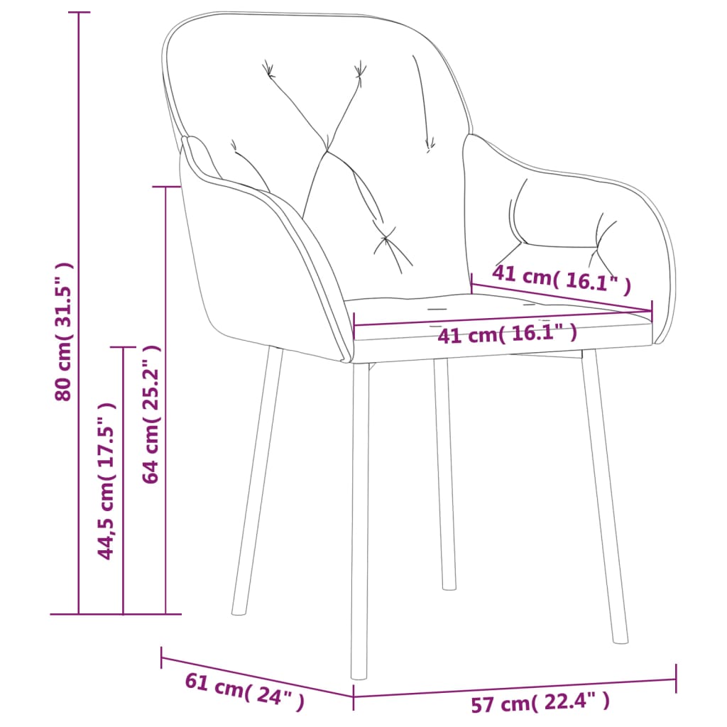 Chaises de salle à manger 2 pcs velours