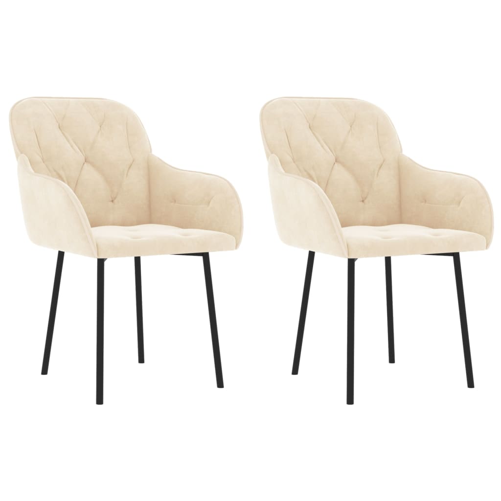 Chaises de salle à manger 2 pcs velours couleur crème