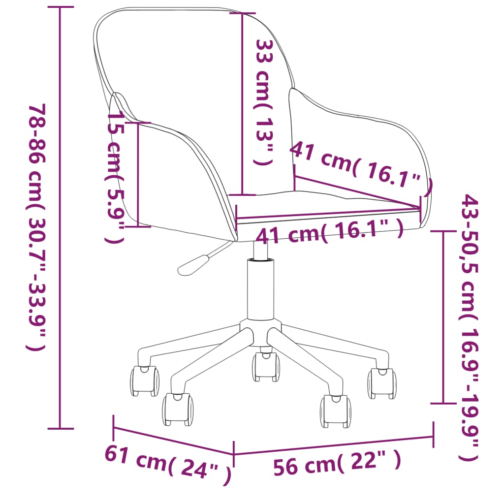 Chaise de bureau pivotante velours gris foncé