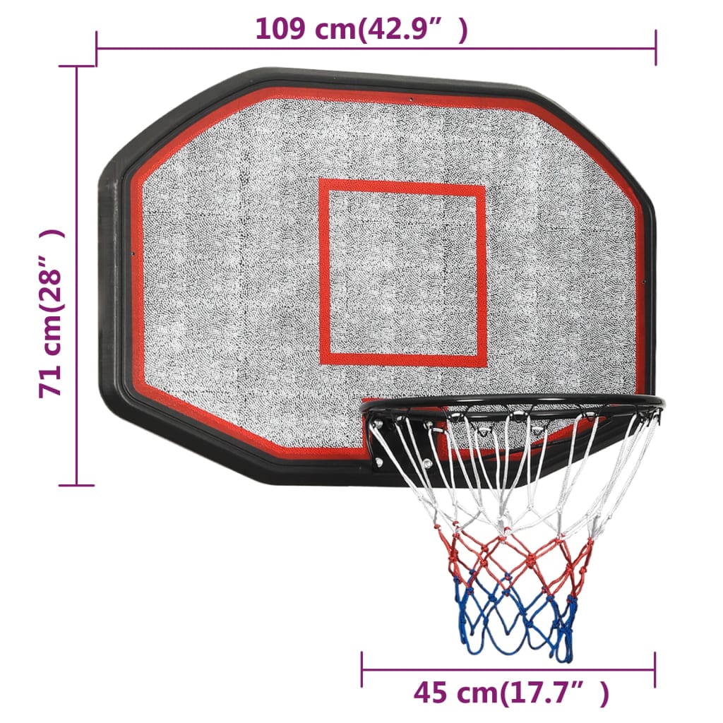 Basketbalbord 71x45x2 cm polyetheen