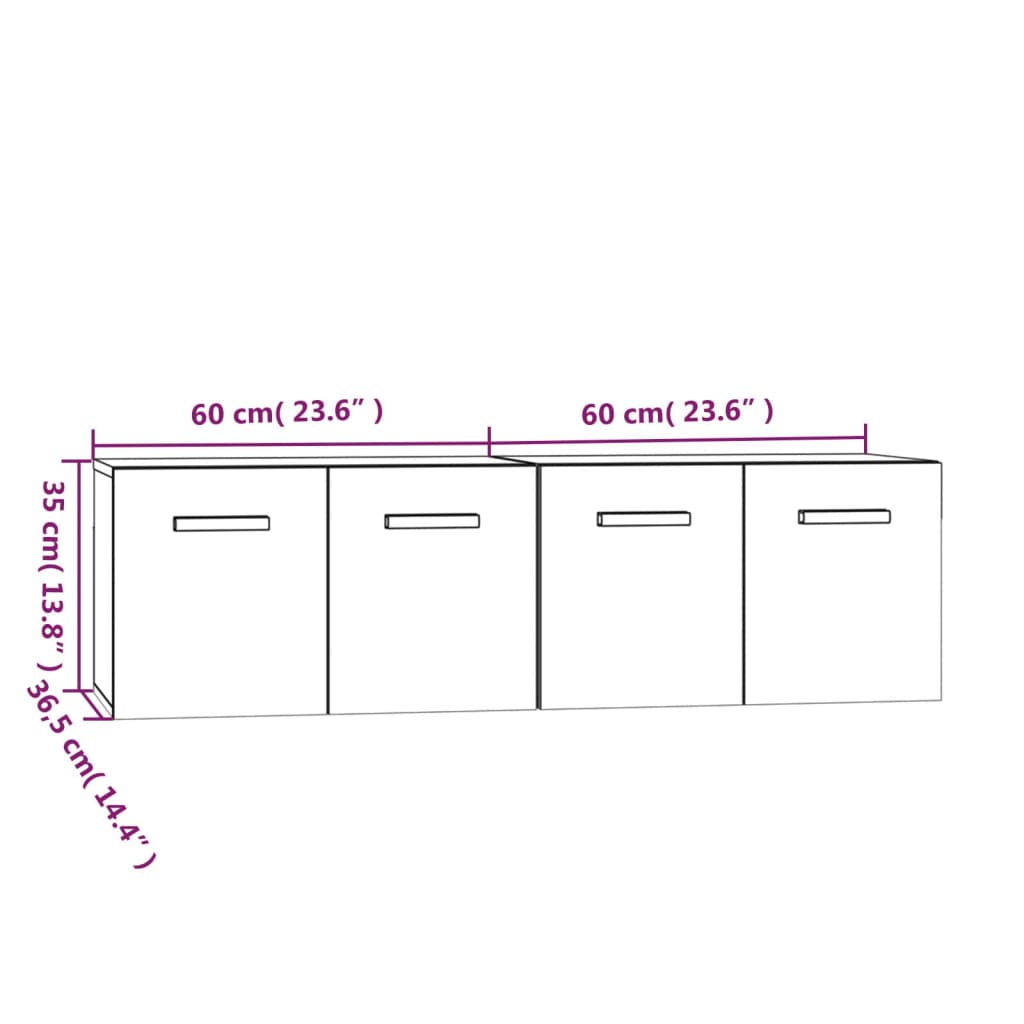 Armoires murales 2 pcs 80x35x36,5 cm bois fini