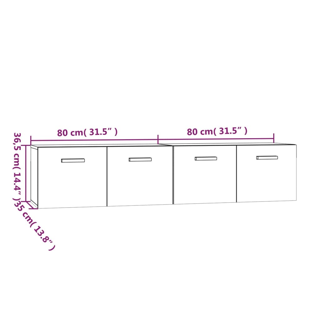 Armoires murales 2 pcs 80x35x36,5 cm bois fini