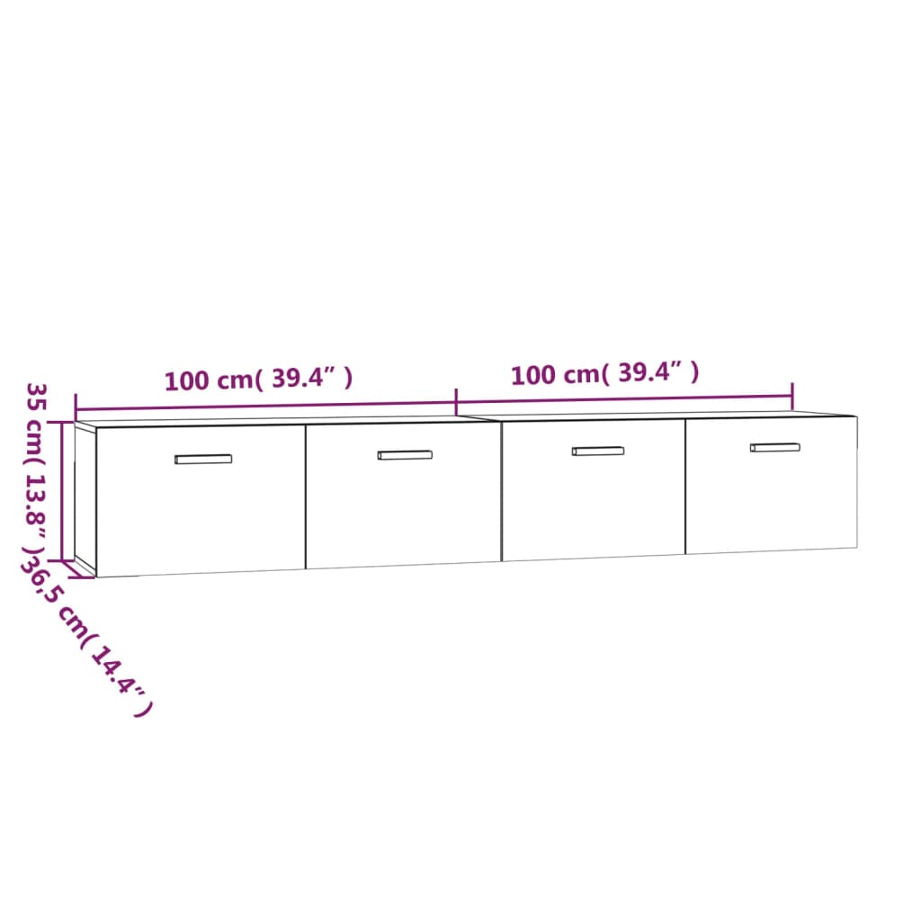 Armoires murales 2 pcs 80x35x36,5 cm bois fini