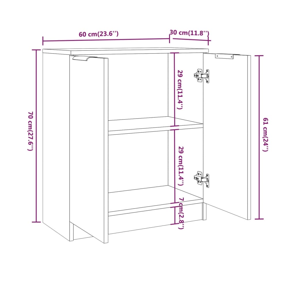 3-delige Dressoirs bewerkt hout