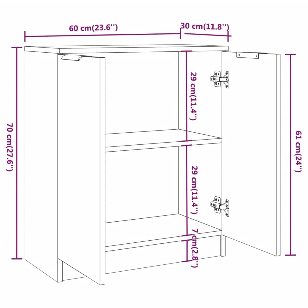 3-delige Dressoirs bewerkt hout