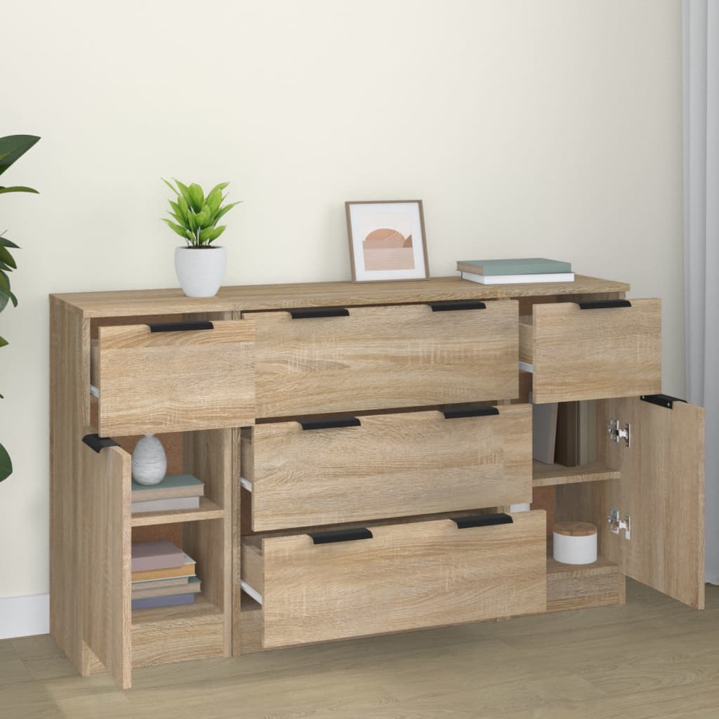 Buffet 3 pièces en bois travaillé