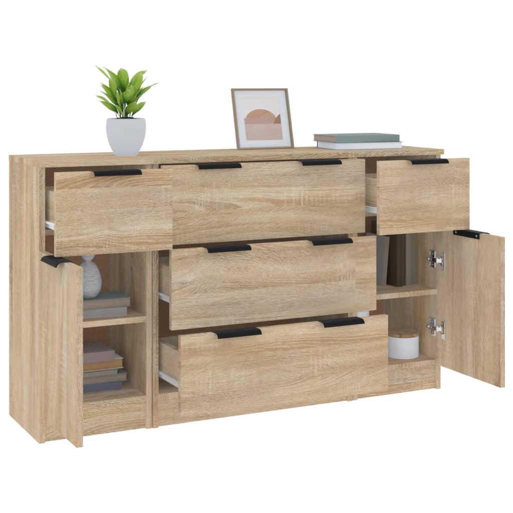 Buffet 3 pièces en bois travaillé