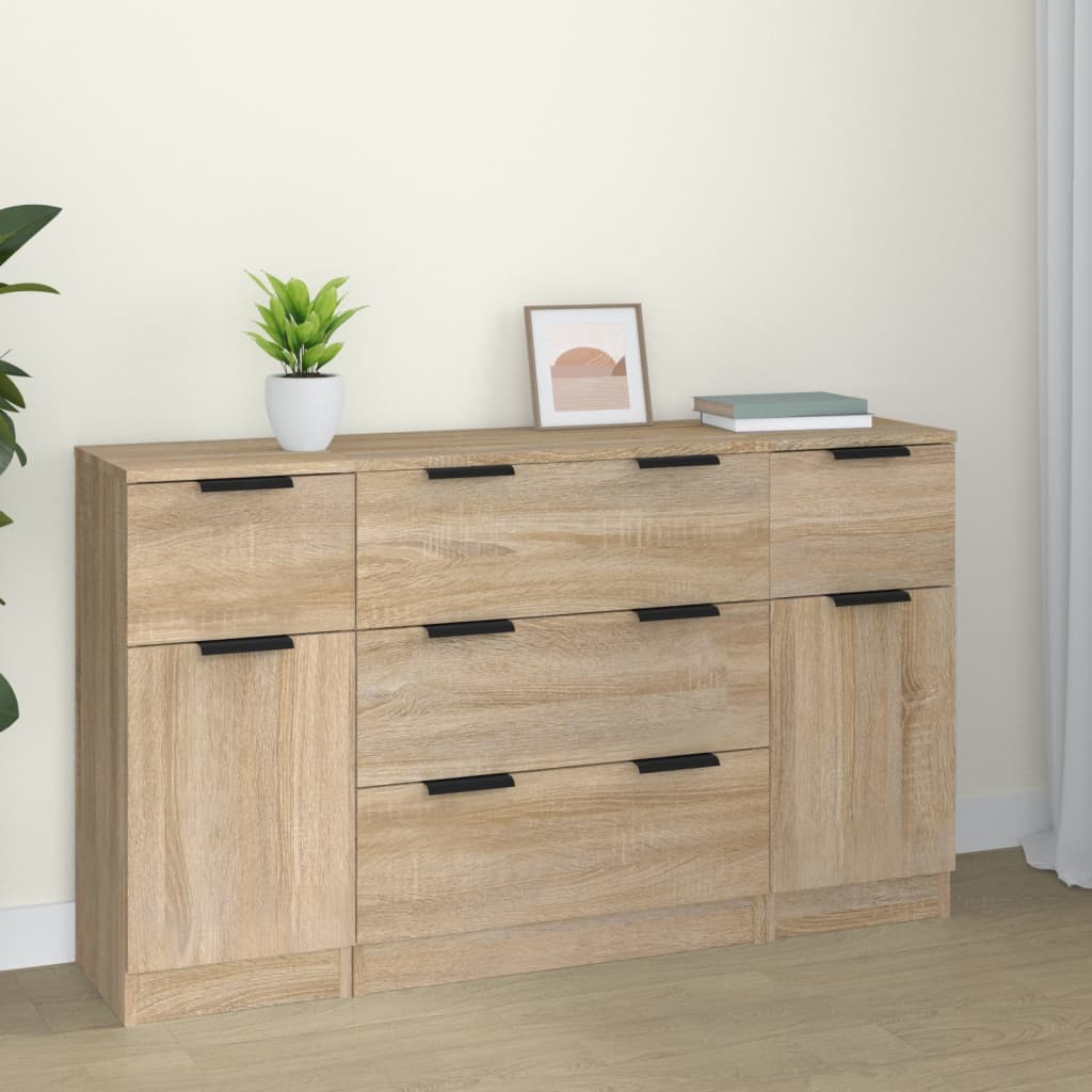 Buffet 3 pièces en bois travaillé