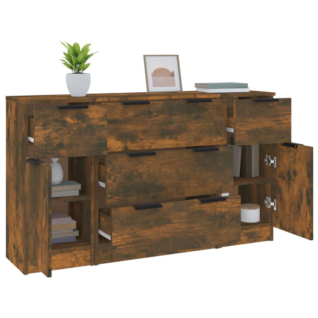 Buffet 3 pièces en bois travaillé