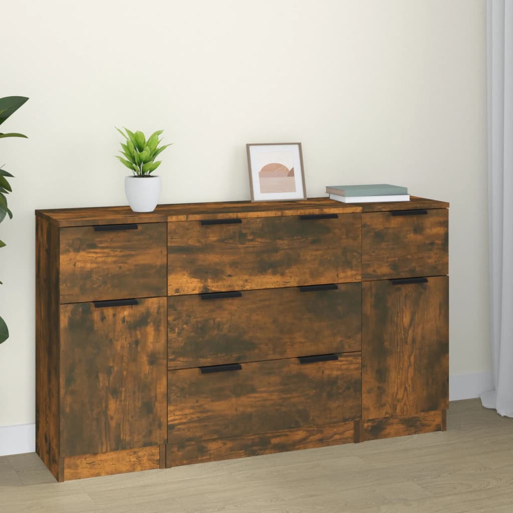 Buffet 3 pièces en bois travaillé