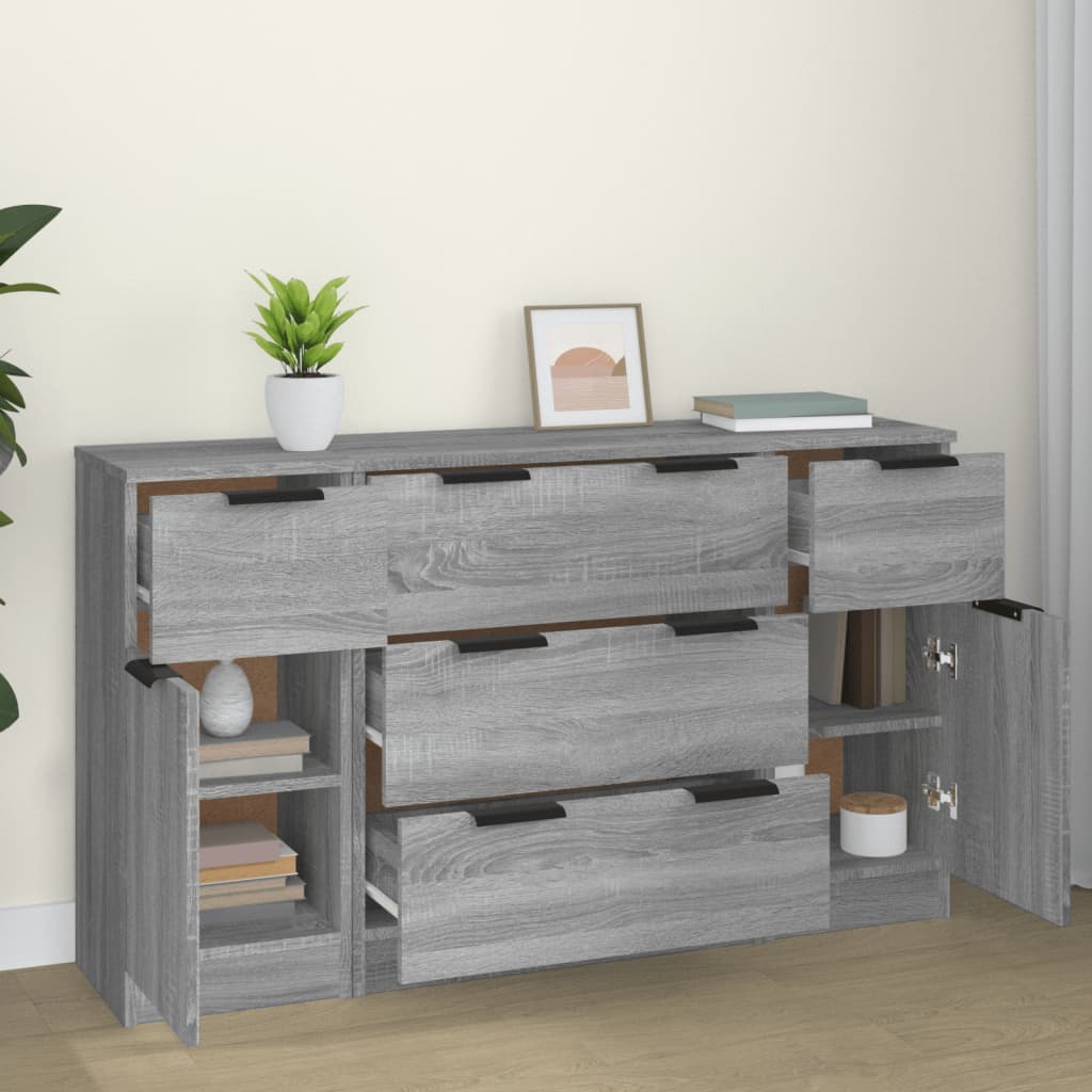 Buffet 3 pièces en bois travaillé