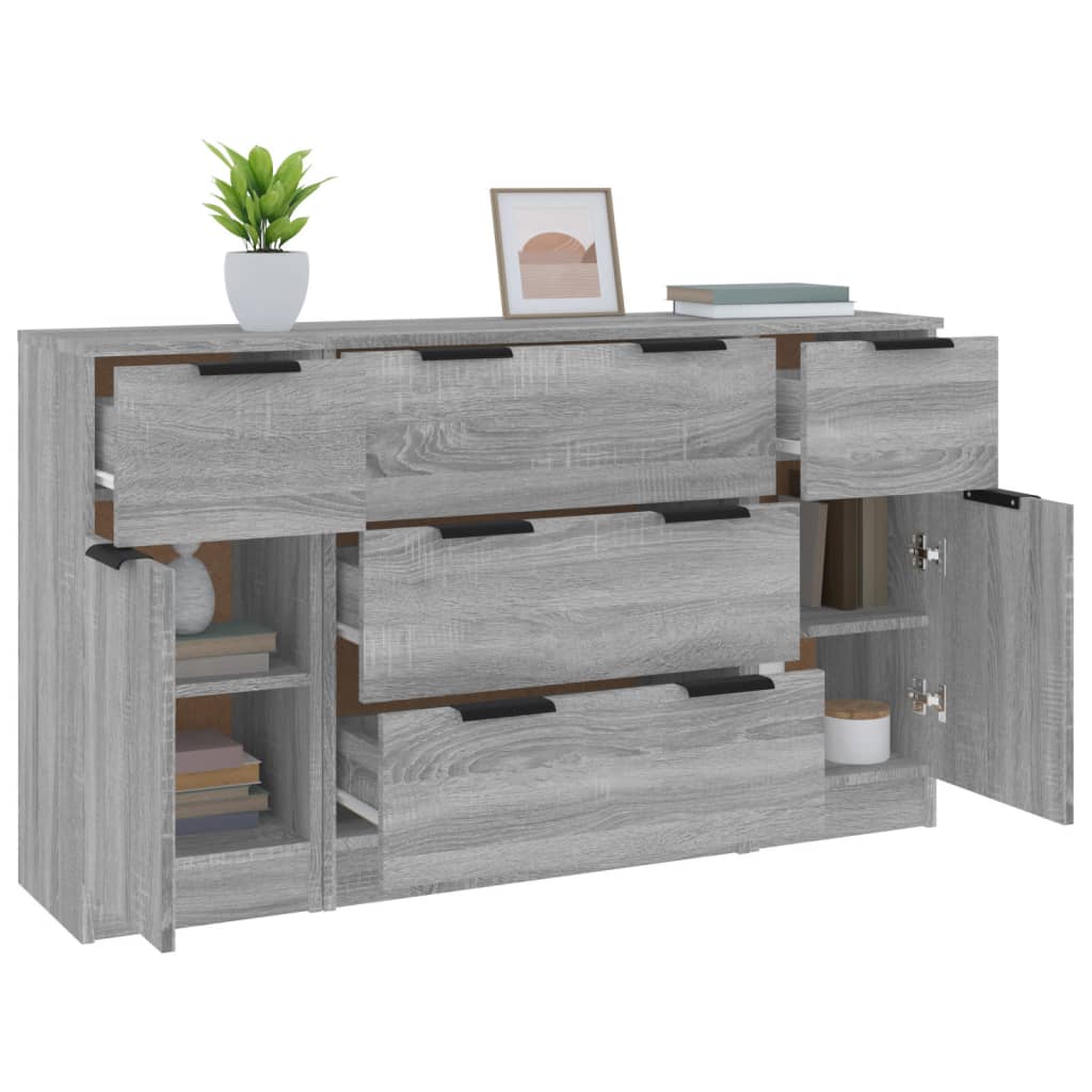 Buffet 3 pièces en bois travaillé