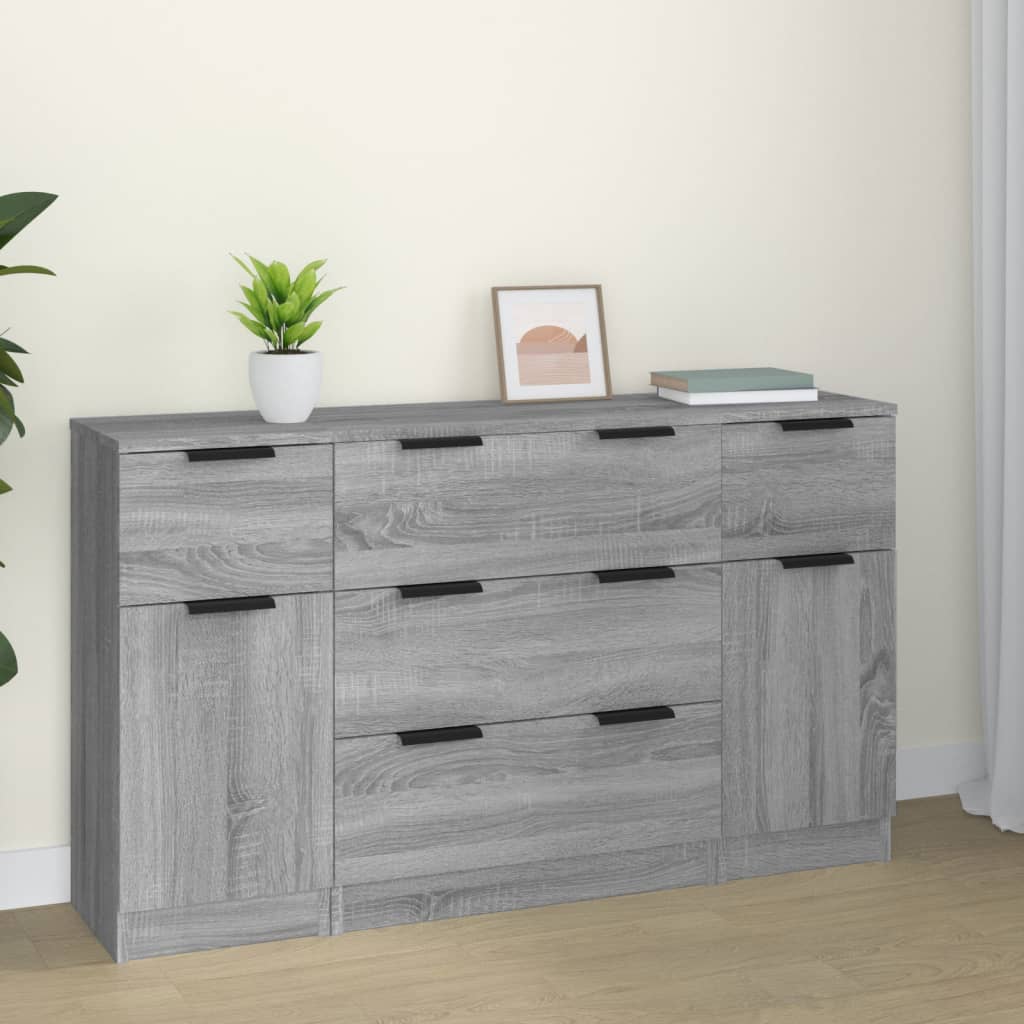 Buffet 3 pièces en bois travaillé