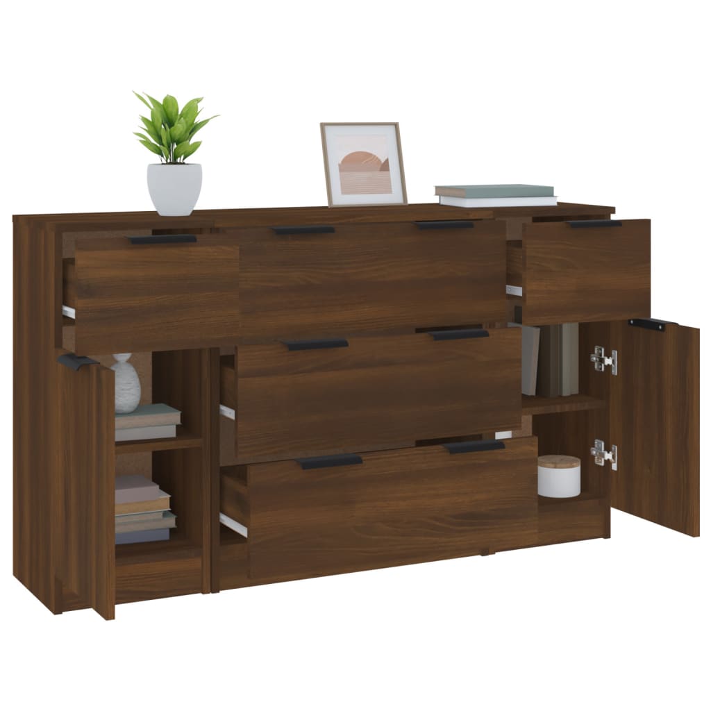 Buffet 3 pièces en bois travaillé