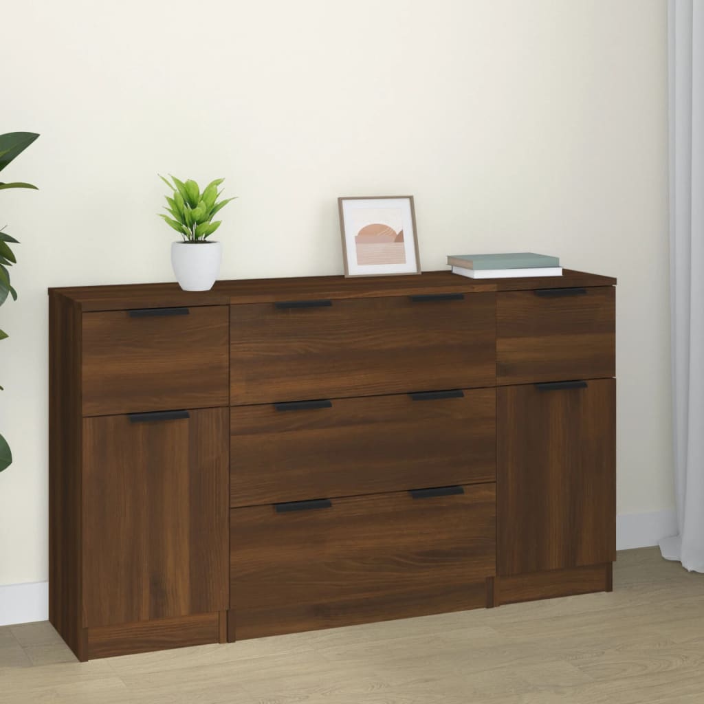 Buffet 3 pièces en bois travaillé