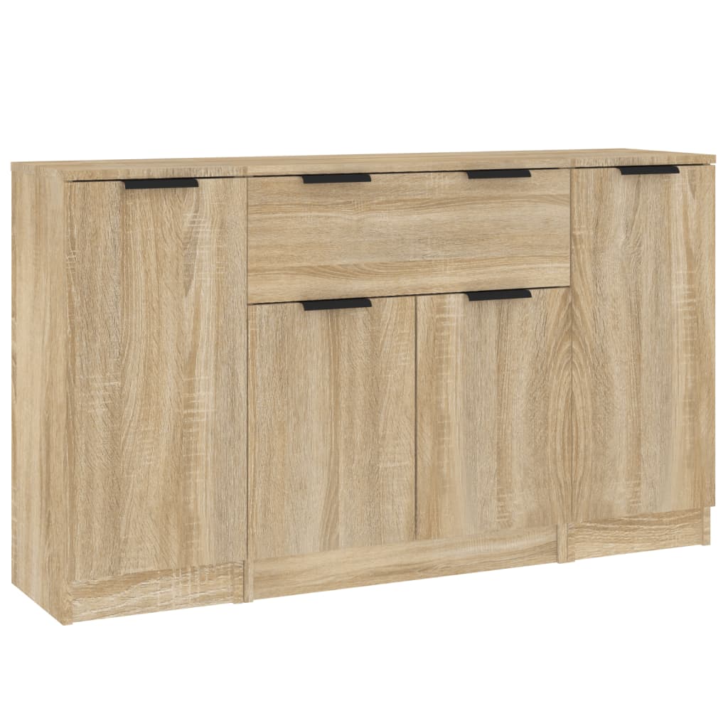 Buffets 3 pcs en bois ouvré couleur chêne