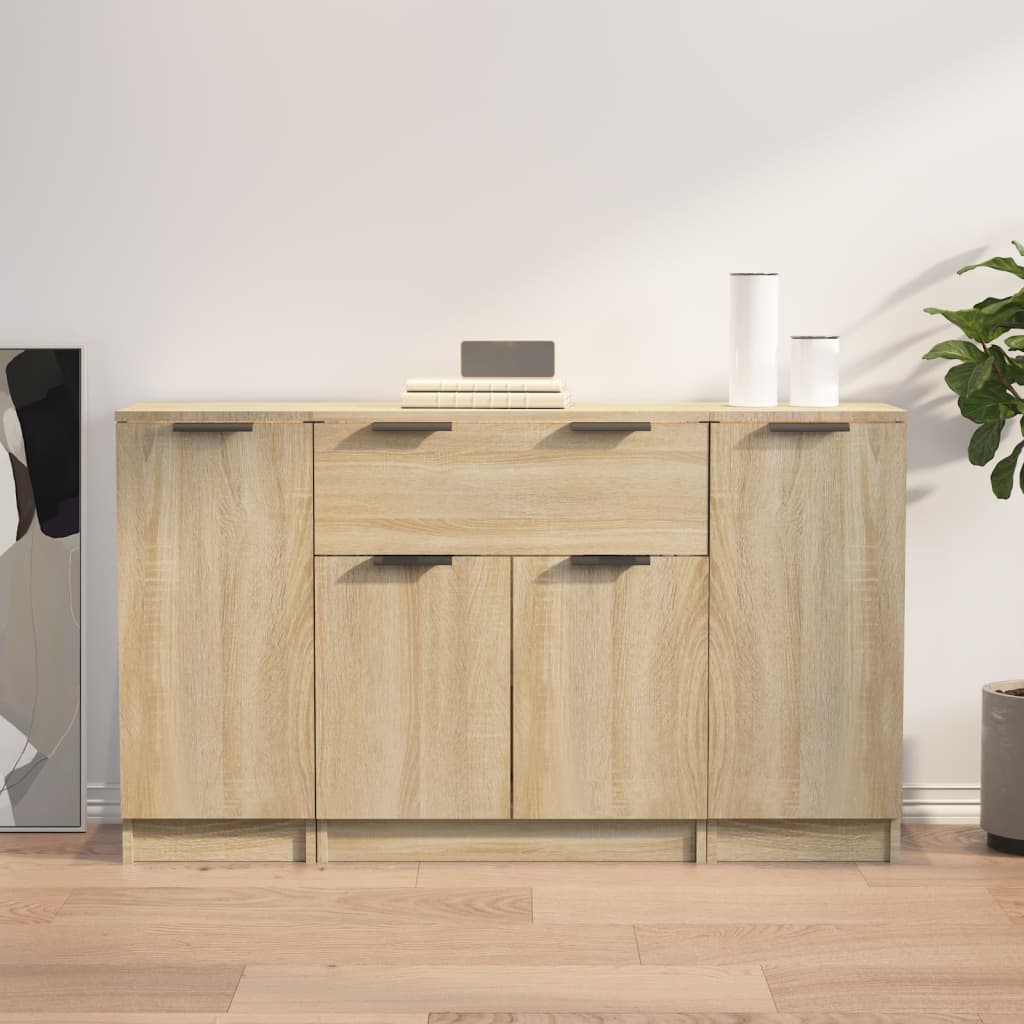 Buffets 3 pcs en bois ouvré couleur chêne