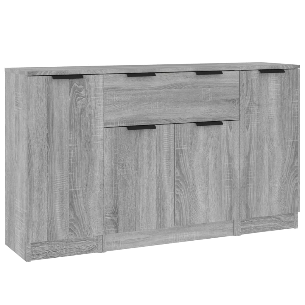 Buffets 3 pcs en bois ouvré couleur chêne