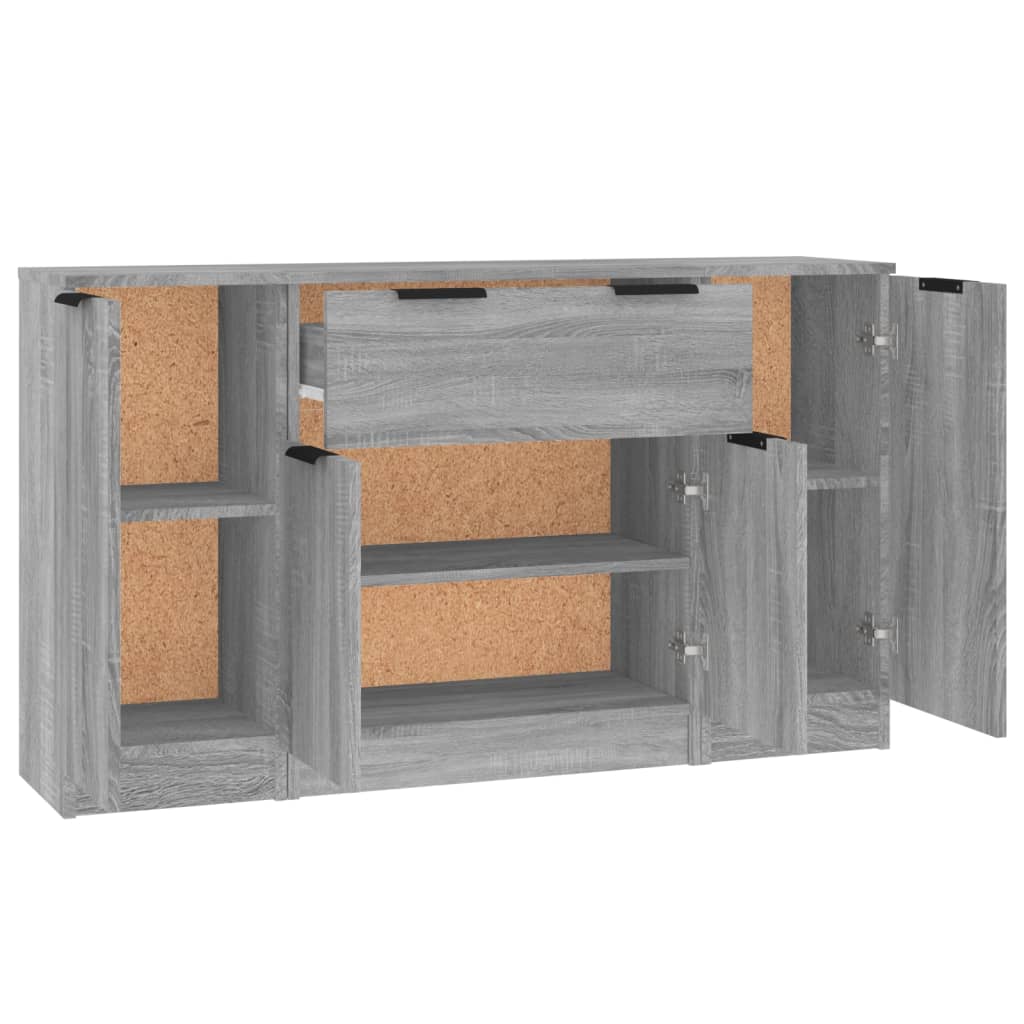 Buffets 3 pcs en bois ouvré couleur chêne