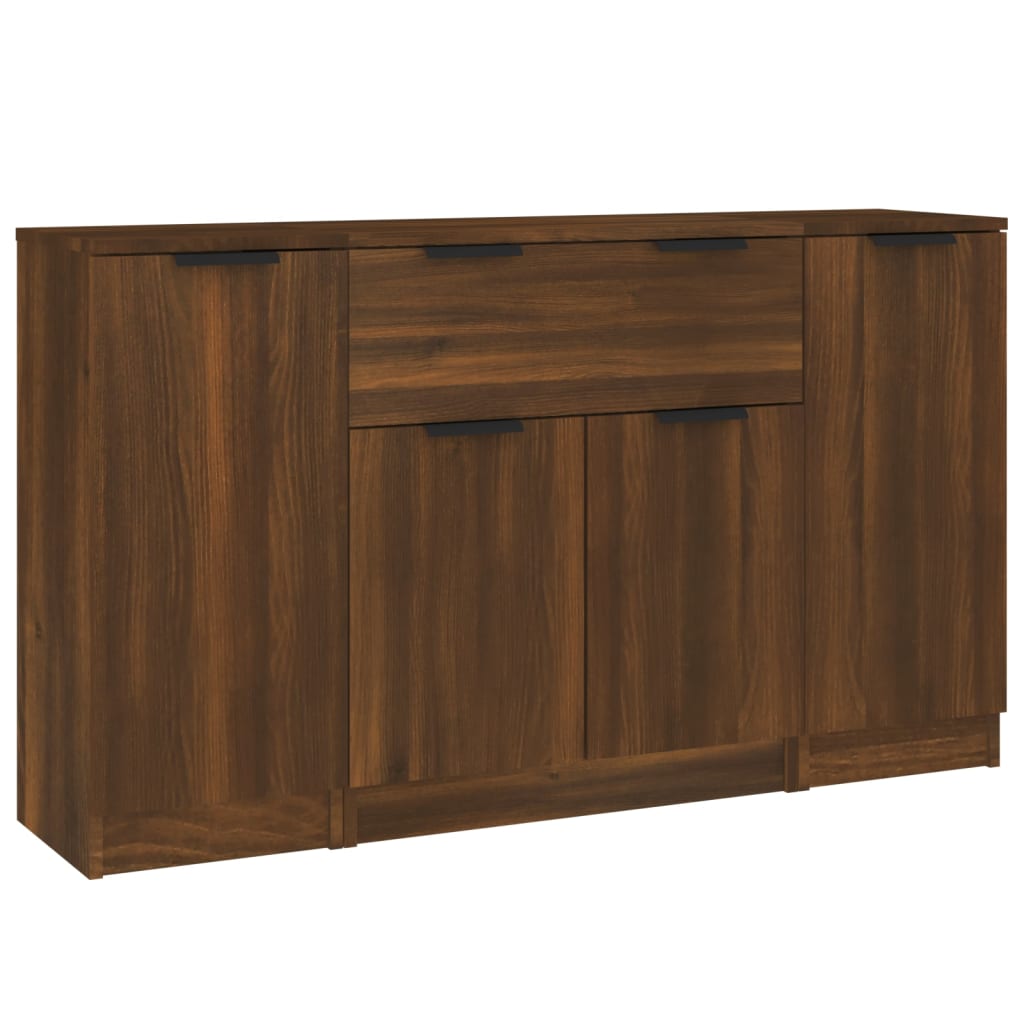 Buffets 3 pcs en bois ouvré couleur chêne