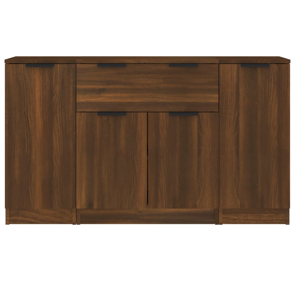 Buffets 3 pcs en bois ouvré couleur chêne