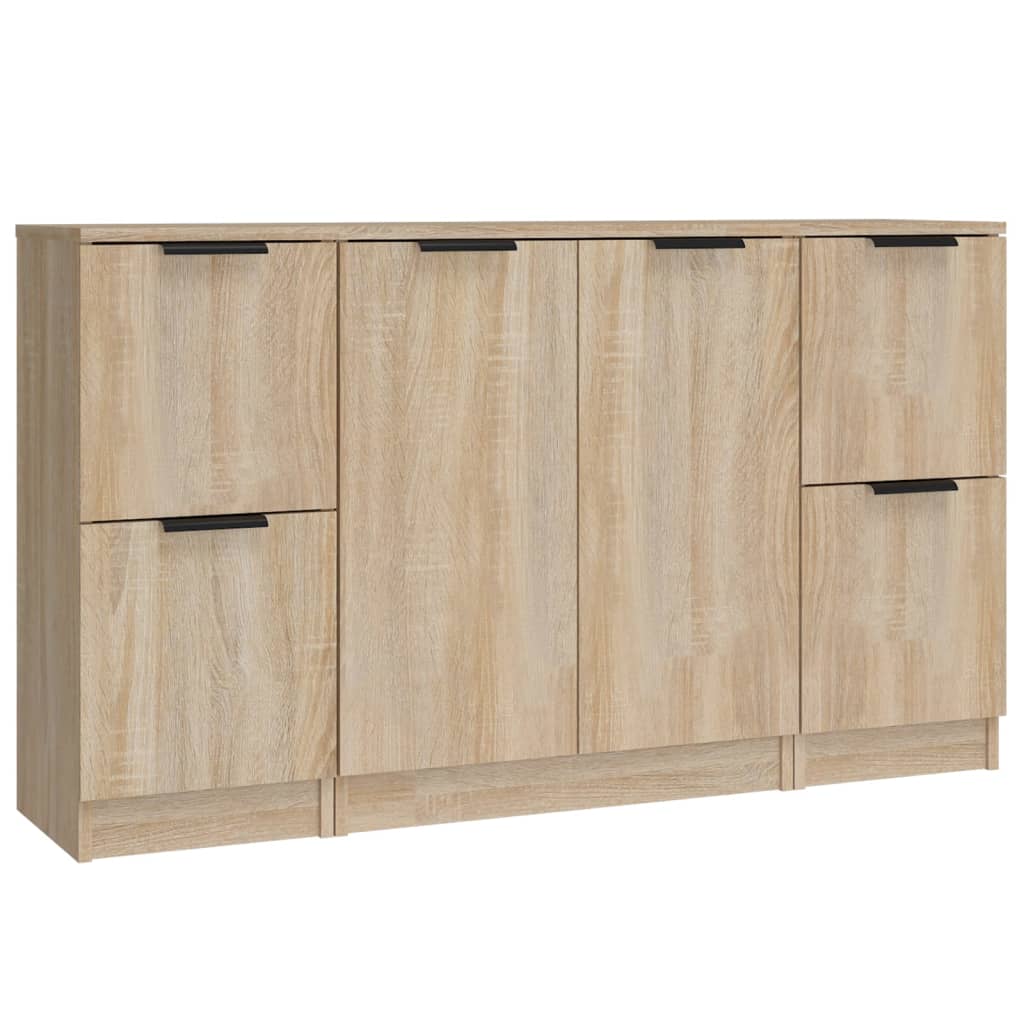 Buffets 3 pcs en bois ouvré couleur chêne