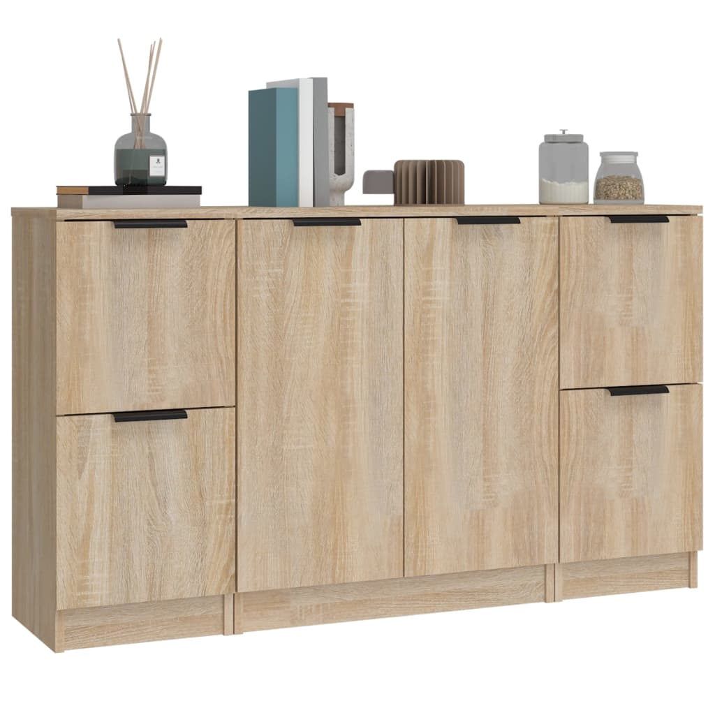 Buffets 3 pcs en bois ouvré couleur chêne