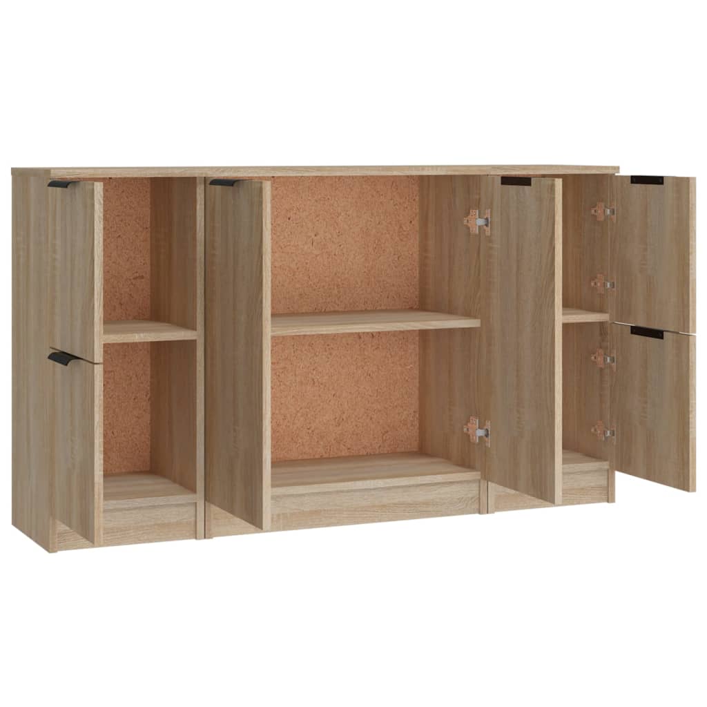 Buffets 3 pcs en bois ouvré couleur chêne